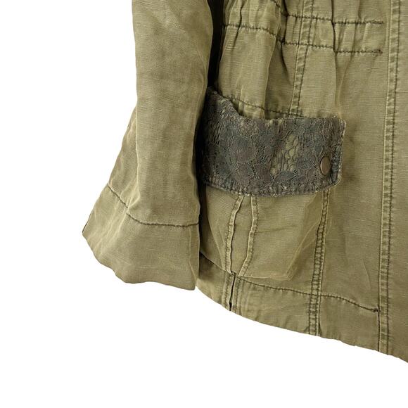 Anthropologie Hei Hei Green Lace Anorak Army Jacket Sz S - Picture 4 of 9